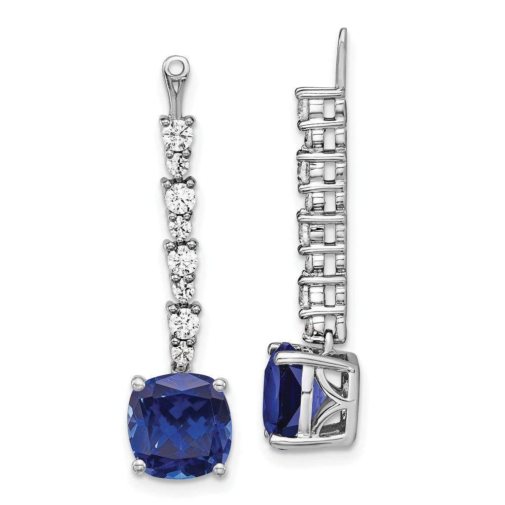 14K White Gold 5/8 Carat Lab-Grown Diamond VS/SI+ G+ and Lab-Created Blue Sapphire Earring Jackets - Sophia Jewelers