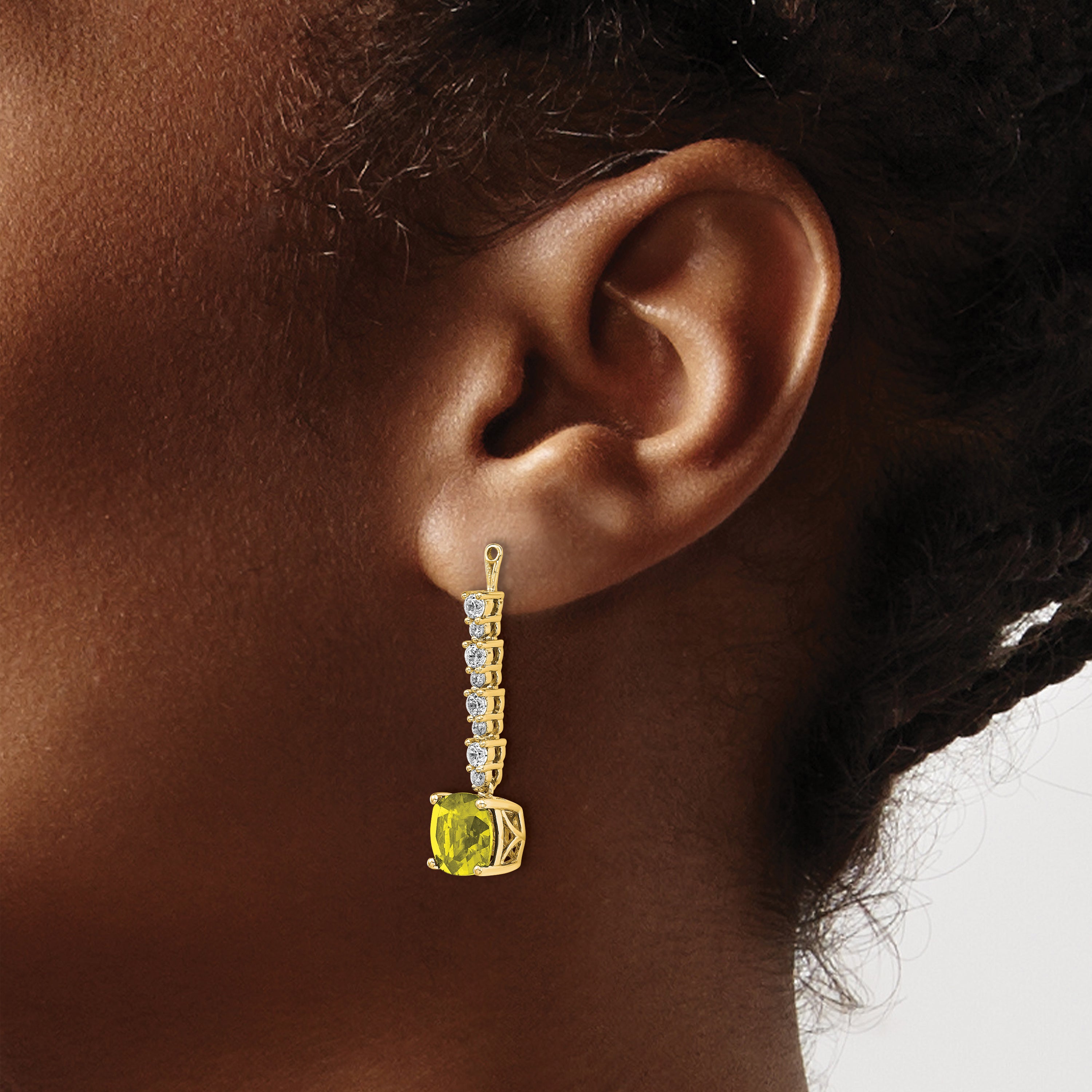 14K Lab Grown VS/SI+ G+ Dia & Created Yellow Sapphire Earring Jackets