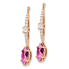 14K Rose Gold Lab Grown VS/SI+ G+ Dia & Created Pink Sapphire Earring Jacke