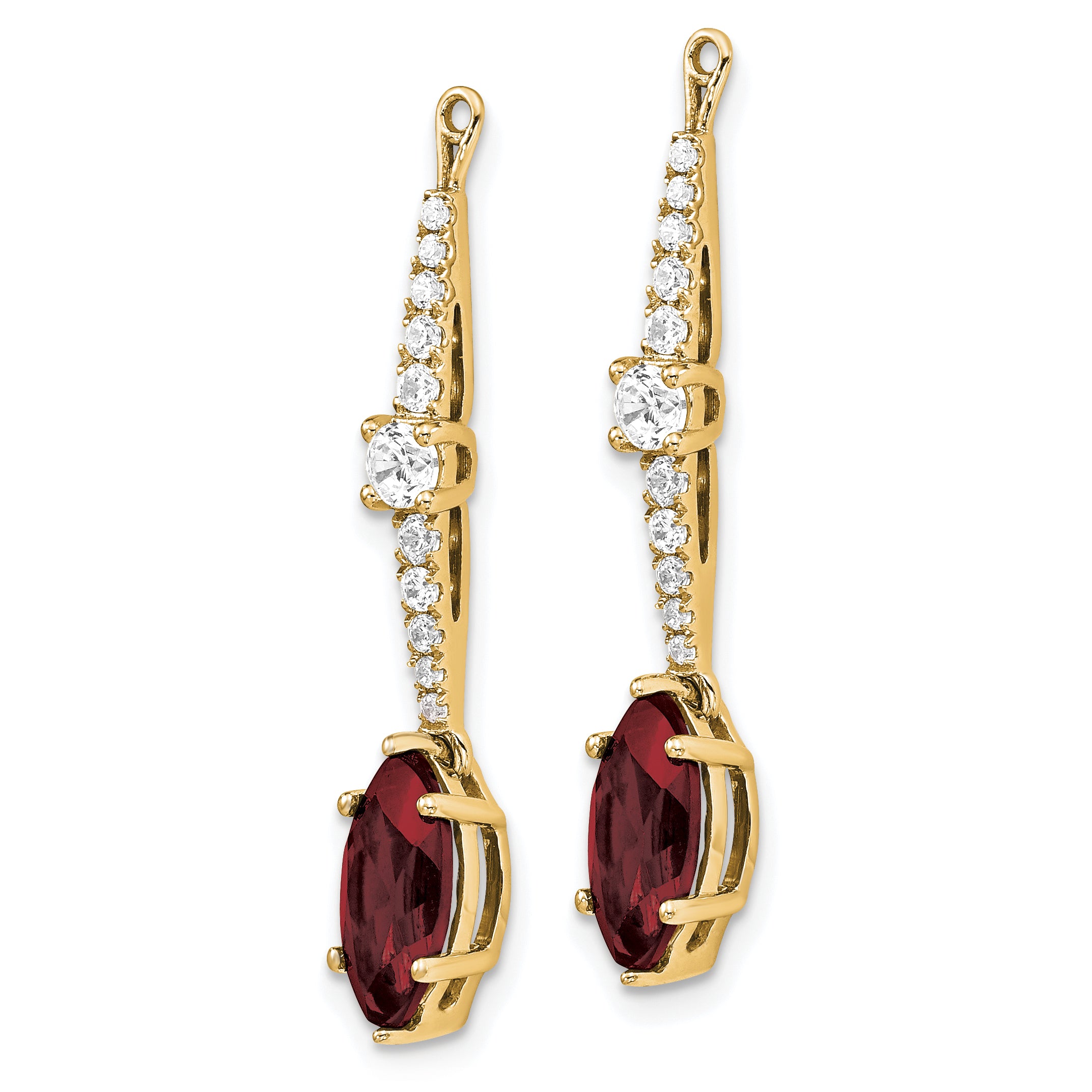 14k 1/2 carat Lab Grown Diamond VS/SI+ G+ and Lab Created Ruby Earring Jackets Secondary image