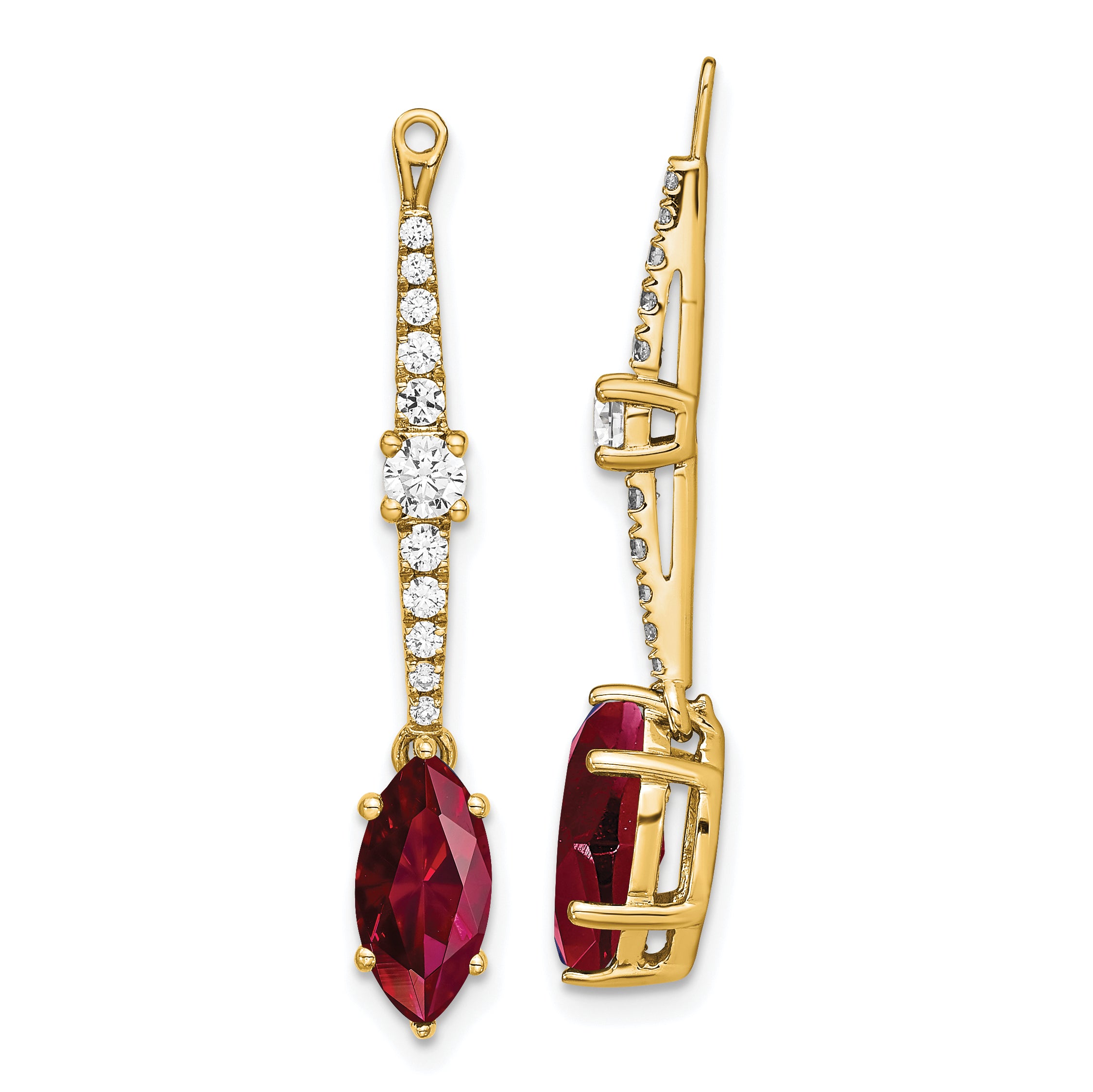 14k 1/2 carat Lab Grown Diamond VS/SI+ G+ and Lab Created Ruby Earring Jackets Main image