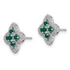 Lab-Grown Diamond & Created Emerald Stud Earrings in 14K White Gold (1/3 ct. tw.) - Sophia Jewelers