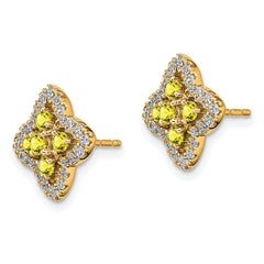 14K Lab Grown VS/SI+ G+ Dia & Created Yellow Sapphire Earrings
