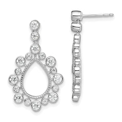 14k White Gold 1 1/8 carat Lab Grown Diamond VS/SI+ G+ Teardrop Bezel Post Dangle Earrings