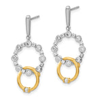 14k Two-tone 3/8 carat Lab Grown Diamond VS/SI+ G+ Fancy Circle Drop Post Dangle Earrings