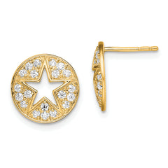 14K Lab Grown Diamond VS/SI+ G+ Circle Star Post Earrings