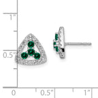 14K White Gold 3/8 Carat Lab-Grown Diamond VS/SI+ G+ and Lab-Created Emerald Complete Triangle Post Earrings - Sophia Jewelers