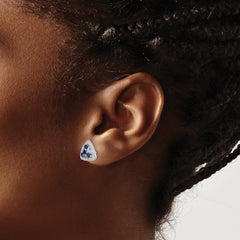 14k White Gold 3/8 carat Lab Grown Diamond VS/SI+ G+ and Created Sapphire Complete Triangle Post Earrings