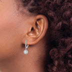14k White Gold 1 carat Lab Grown Diamond VS/SI+ G+ Complete Round Halo Drop Leverback Earrings