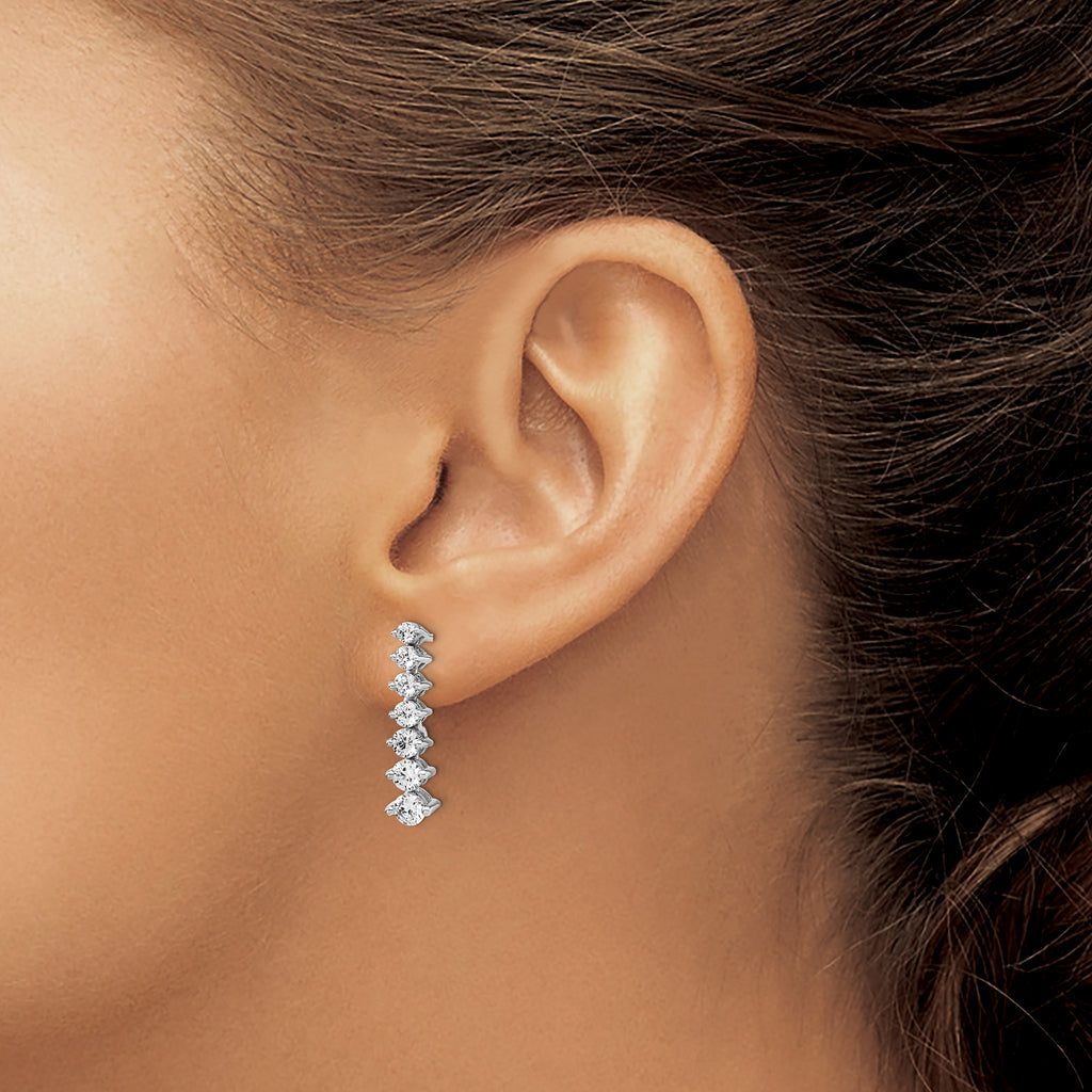 14k White Gold 1 1/2 carat Lab Grown Diamond VS/SI+ G+ Complete Graduating Drop Post Earrings