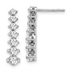 14k White Gold 1 1/2 carat Lab Grown Diamond VS/SI+ G+ Complete Graduating Drop Post Earrings