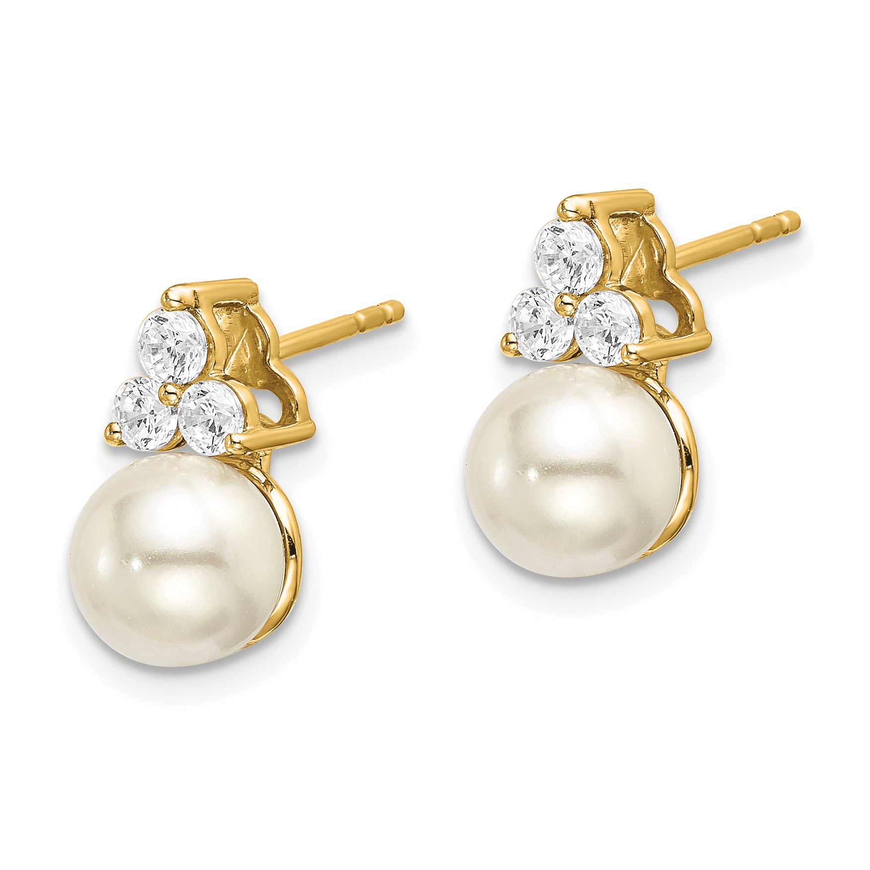 14K Lab Grown Diamond VS/SI+ G+ FWC Pearl Post Earrings