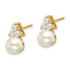 14K Lab Grown Diamond VS/SI+ G+ FWC Pearl Post Earrings