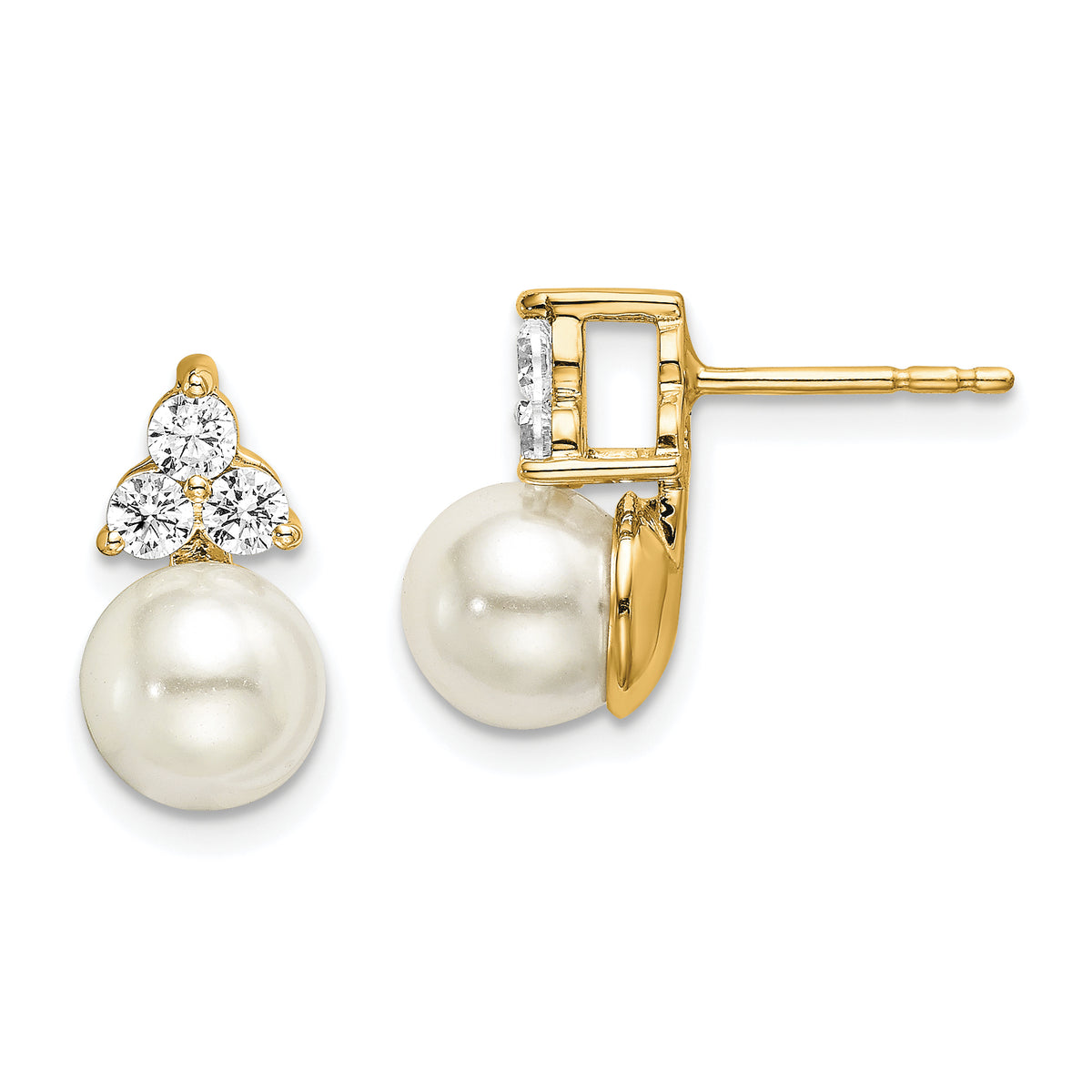 14K Lab Grown Diamond VS/SI+ G+ FWC Pearl Post Earrings