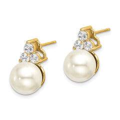 14K Lab Grown Diamond VS/SI+ G+ FWC Pearl Post Earrings