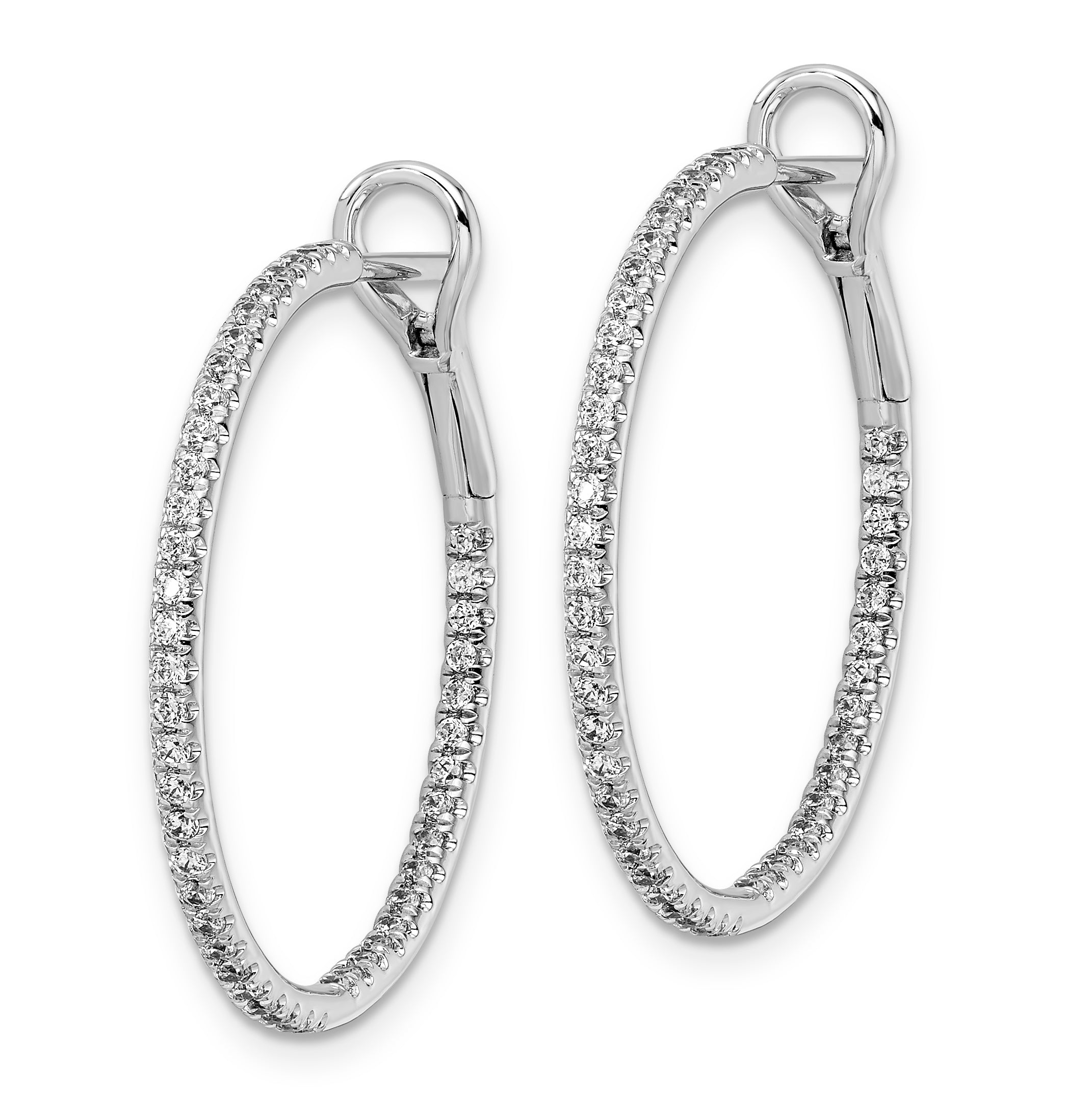 14k White Gold 3/4 carat Lab Grown Diamond VS/SI+ G+ Complete In and Out Hoop Earrings Secondary image