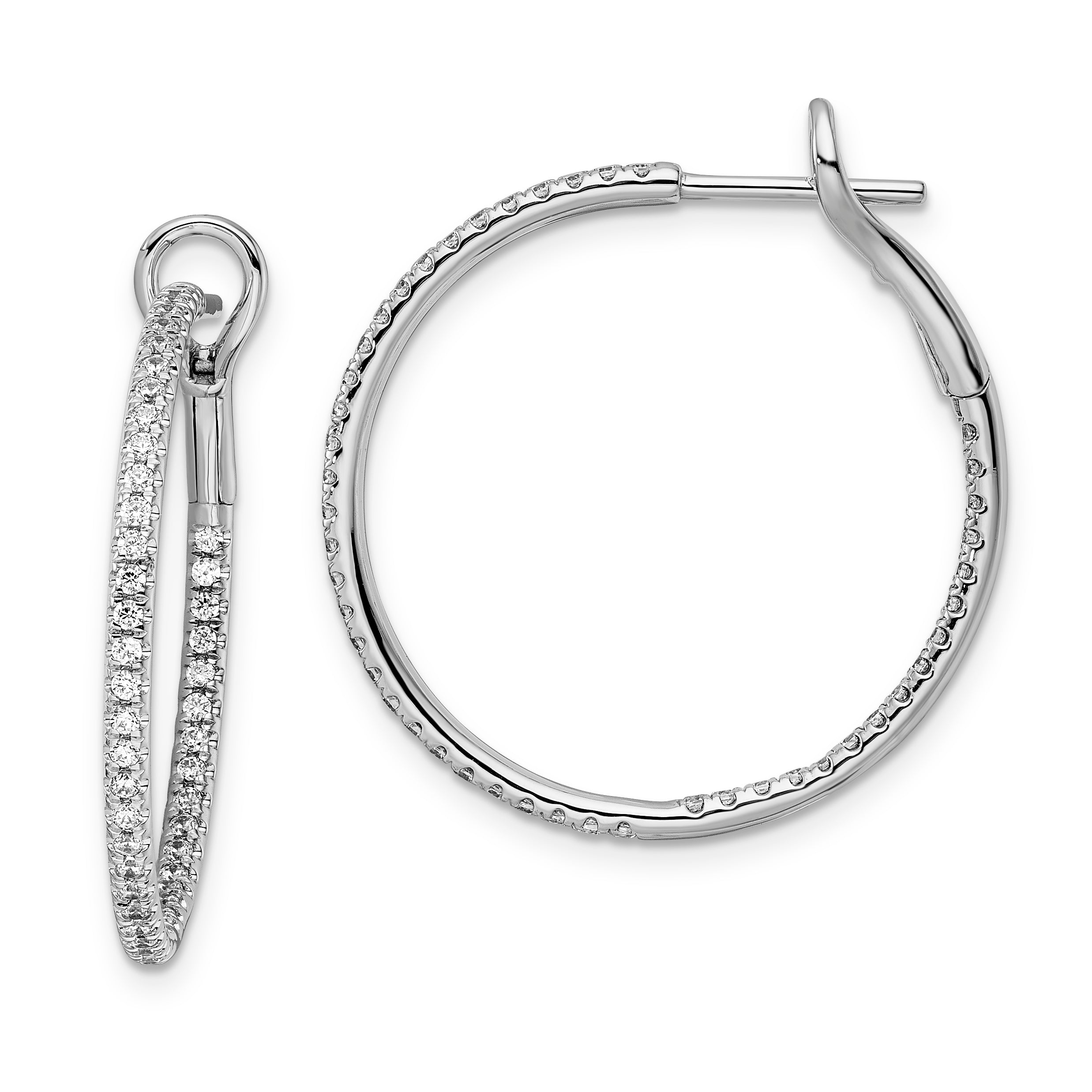 14k White Gold 3/4 carat Lab Grown Diamond VS/SI+ G+ Complete In and Out Hoop Earrings Main image