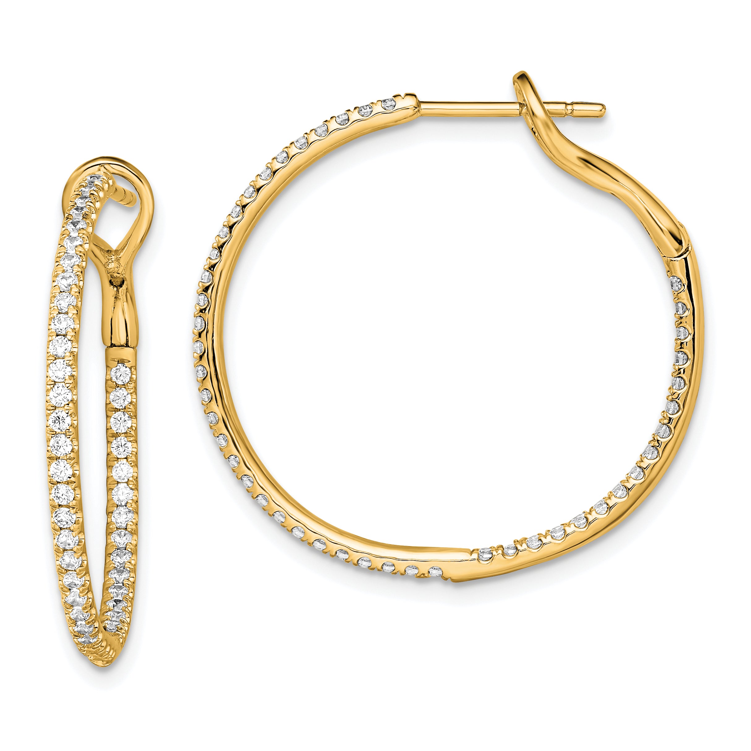 14k 3/4 carat Lab Grown Diamond VS/SI+ G+ Complete In and Out Hoop Earrings Main image