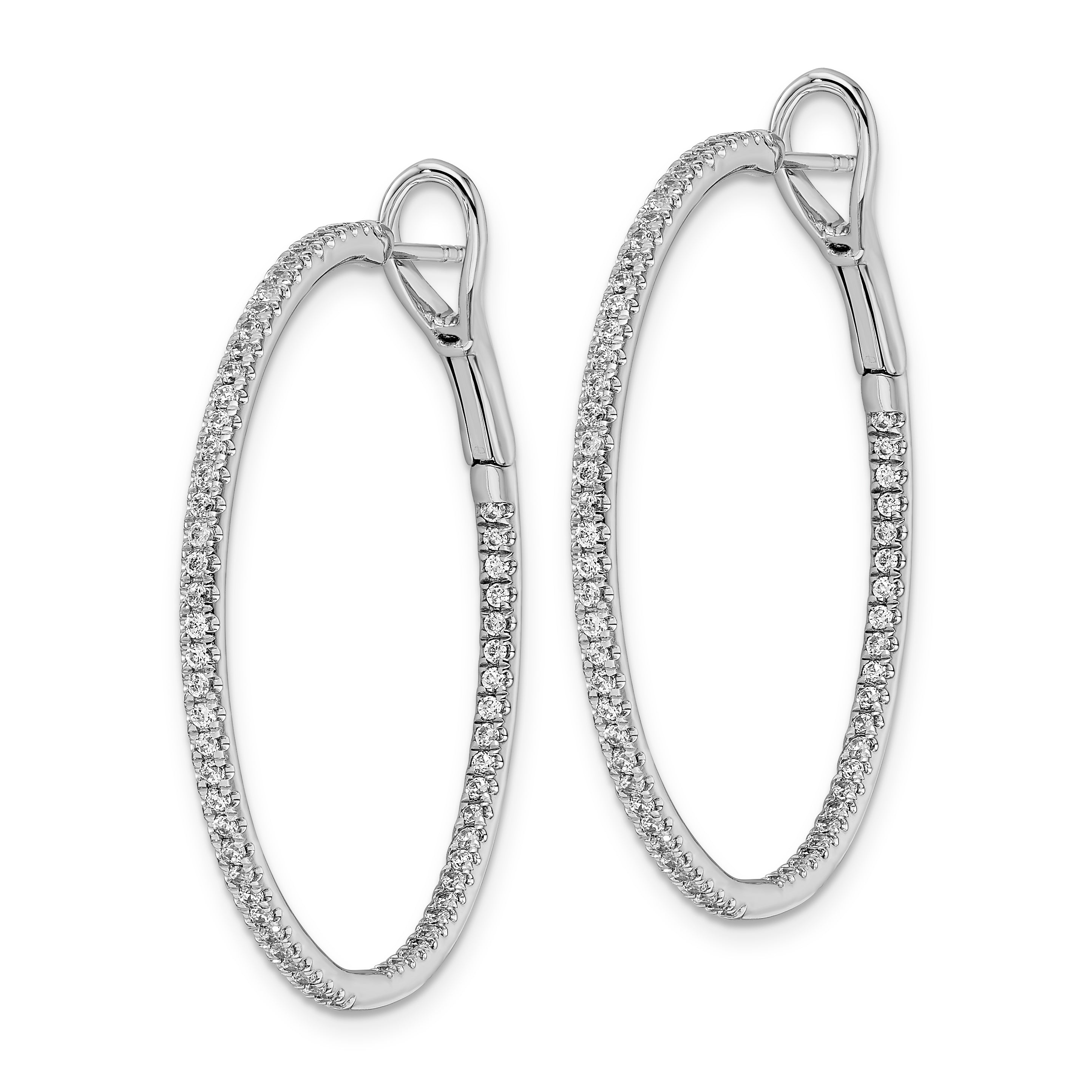 14k White Gold 1 carat Lab Grown Diamond VS/SI+ G+ Complete In and Out Hoop Earrings Secondary image
