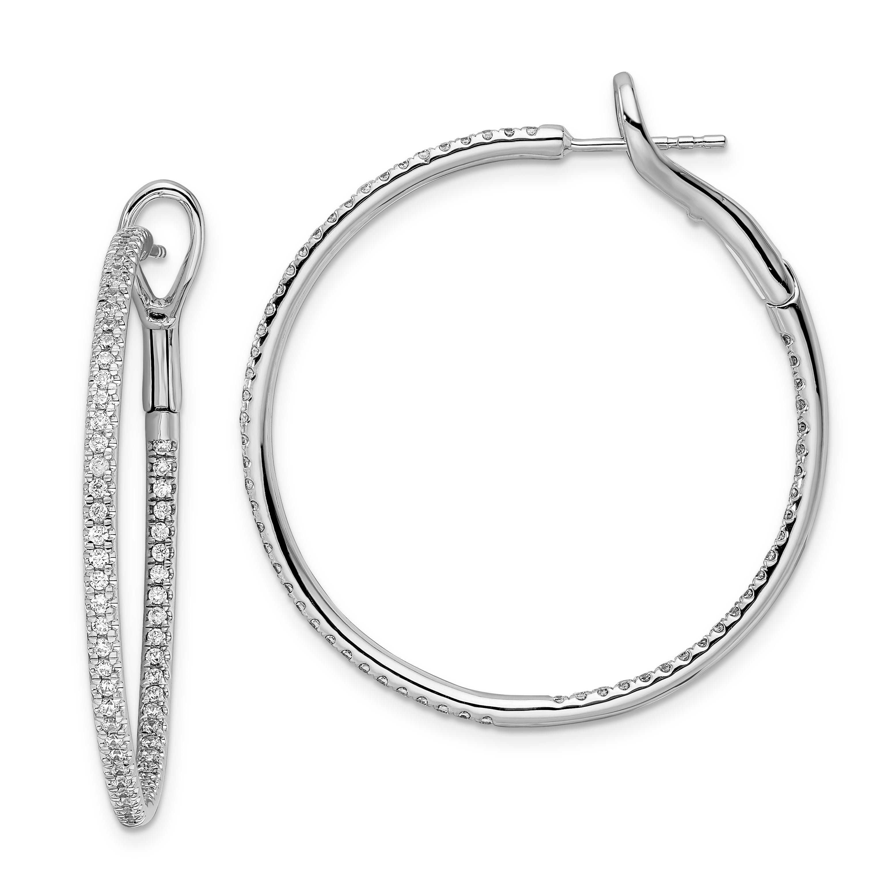 14k White Gold 1 carat Lab Grown Diamond VS/SI+ G+ Complete In and Out Hoop Earrings
