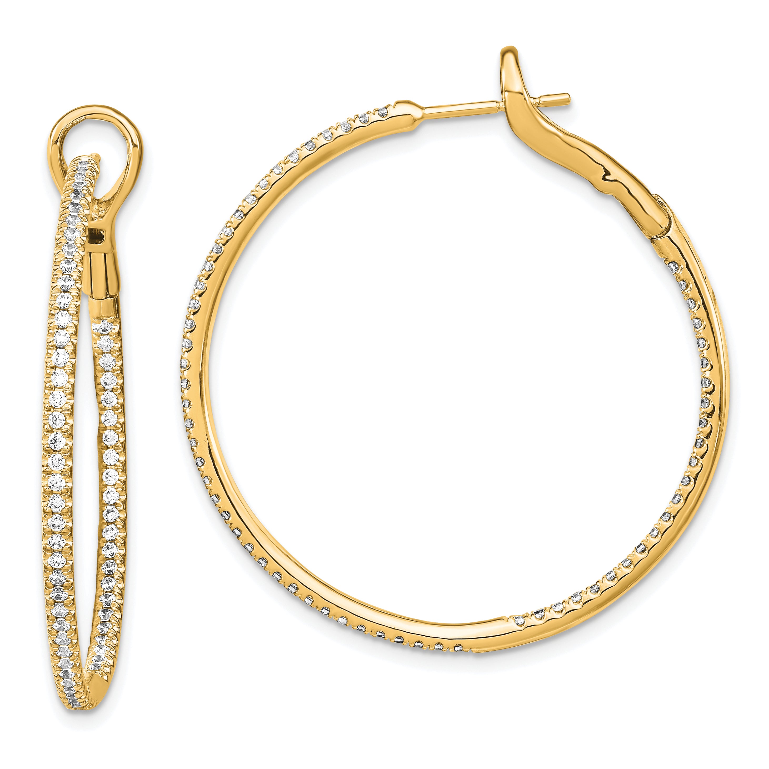 14k 1 carat Lab Grown Diamond VS/SI+ G+ Complete In and Out Hoop Earrings