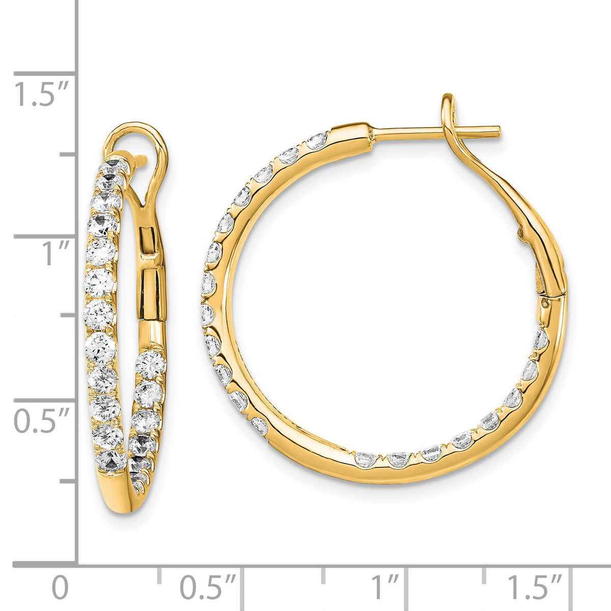 14K Yellow Gold 2 Carat Lab-Grown Diamond VS/SI+ G+ Complete in and Out Hoop Earrings - Sophia Jewelers