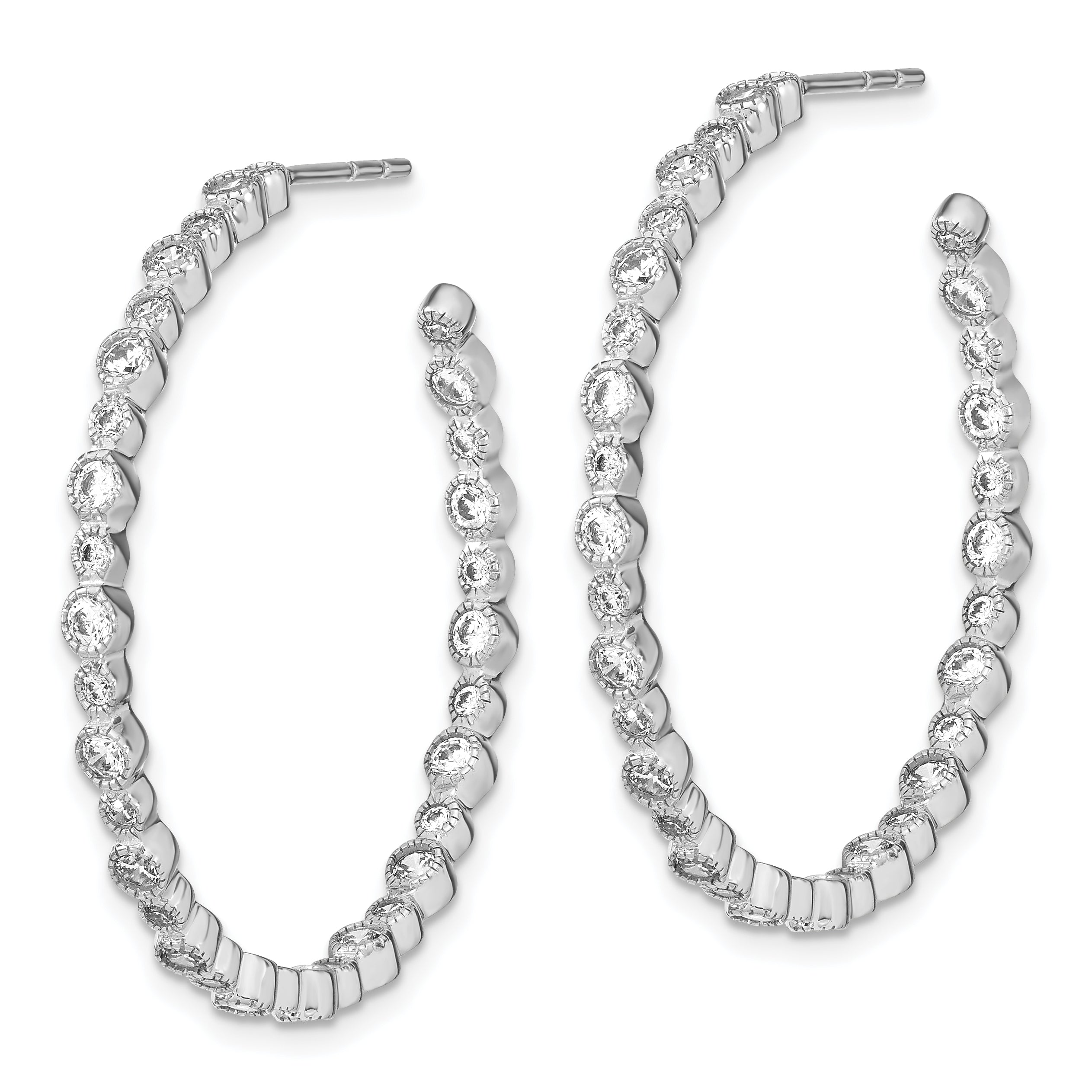 14k White Gold 1 1/2 carat Lab Grown Diamond VS/SI+ G+ Complete Circle Bezel Hoop Post Earrings Secondary image