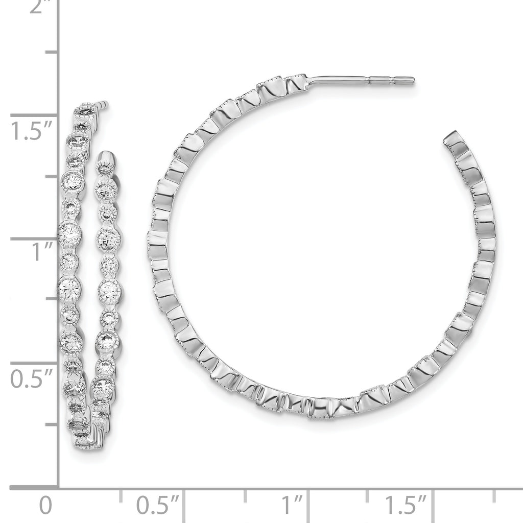 Lab-Grown Diamond Bezel Hoop Stud Earrings in 14K White Gold (1 1/2 ct. tw.) - Sophia Jewelers