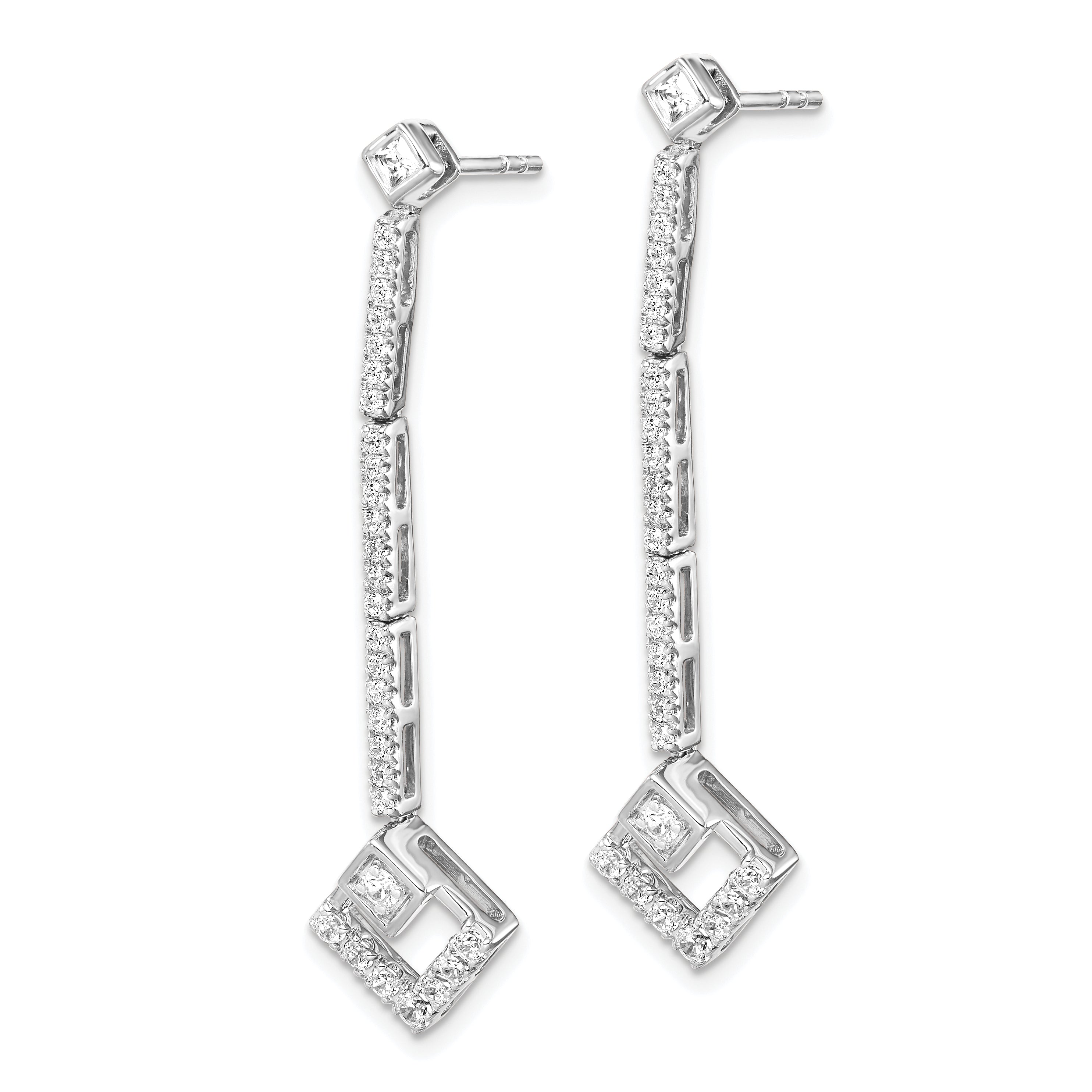 14k White Gold 1/2 carat Lab Grown Diamond VS/SI+ G+ Complete Dangle Post Earrings Secondary image