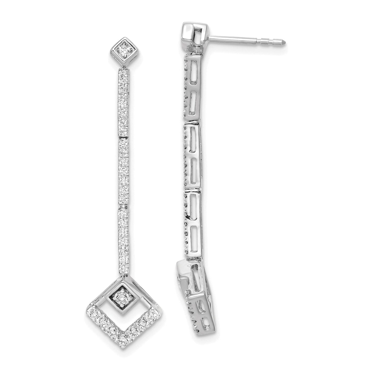 Lab-Grown Diamond Stud Dangle Earrings in 14K White Gold, 1.9mm (1/2 ct. tw.) - Sophia Jewelers Main image
