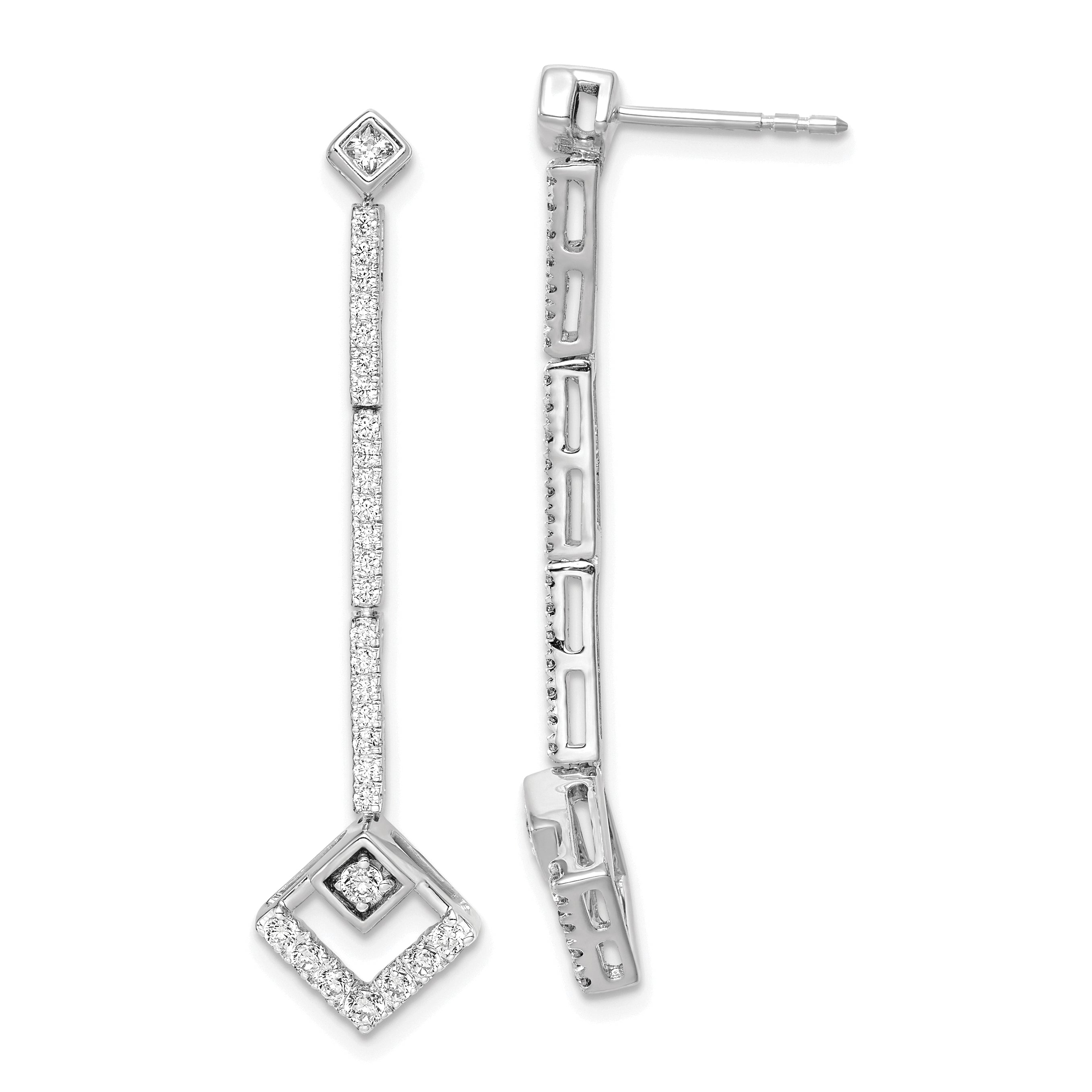 14k White Gold 1/2 carat Lab Grown Diamond VS/SI+ G+ Complete Dangle Post Earrings Main image