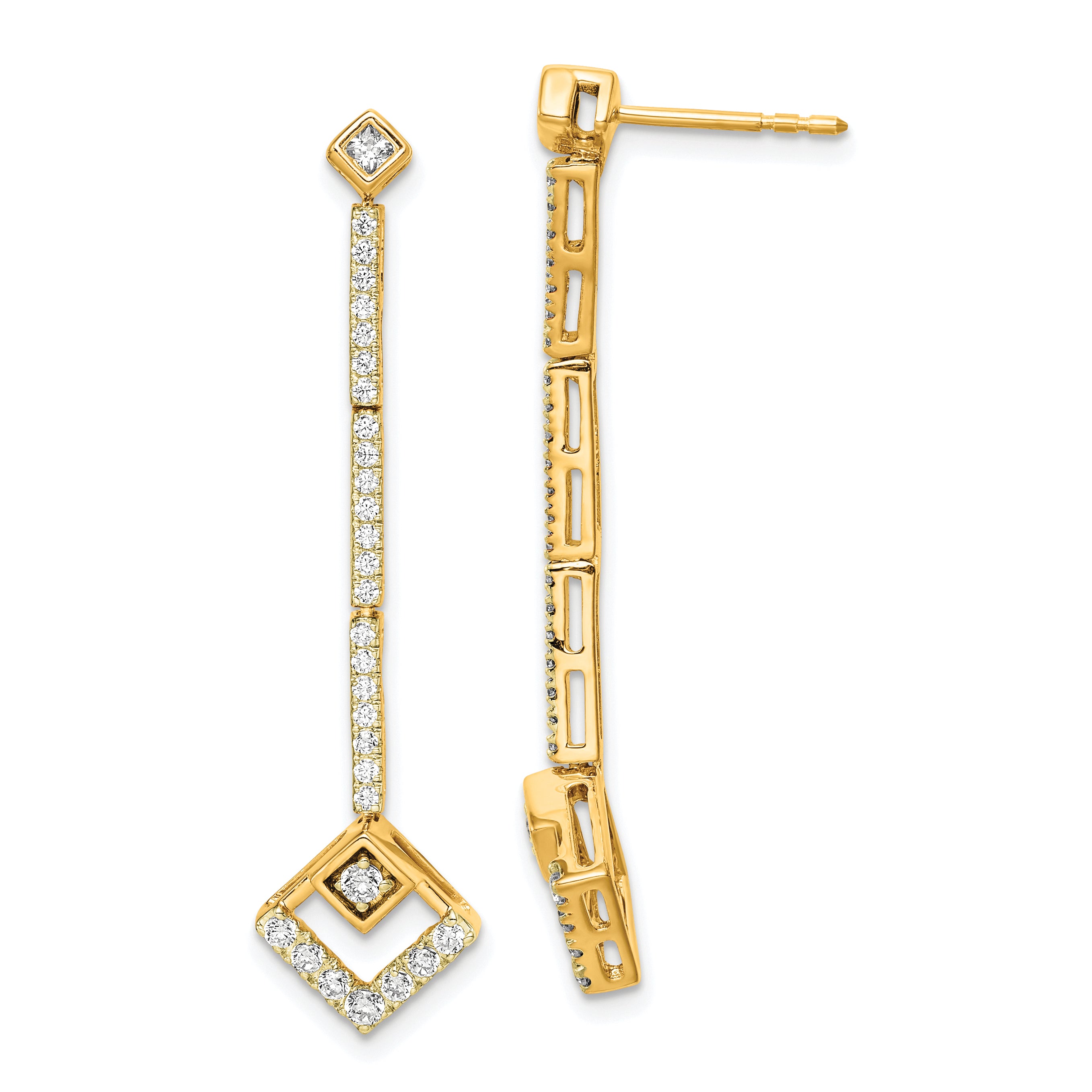 14k 1/2 carat Lab Grown Diamond VS/SI+ G+ Complete Dangle Post Earrings