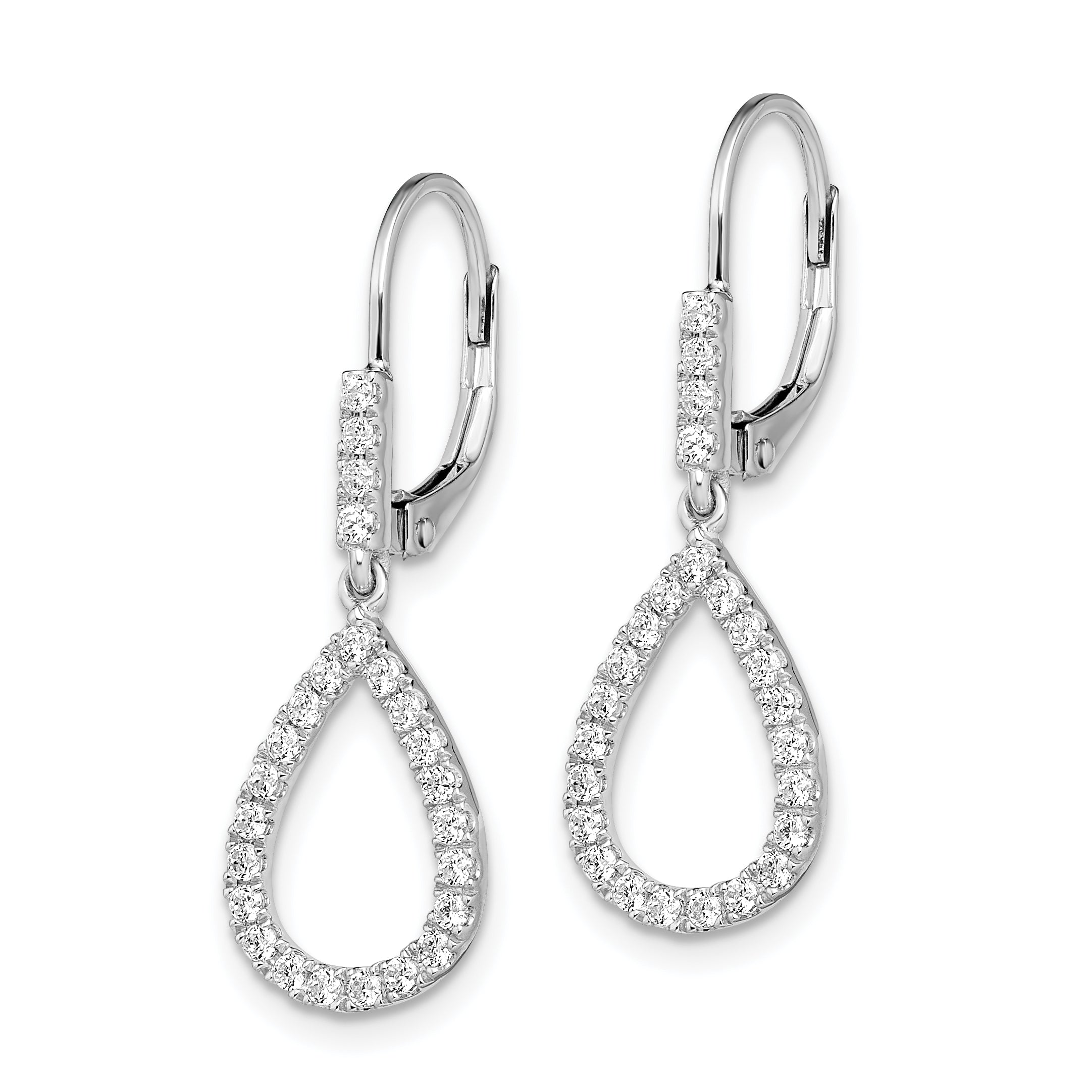 14k White Gold 1/2 carat Lab Grown Diamond VS/SI+ G+ Complete Fashion Dangle Leverback Earrings Secondary image
