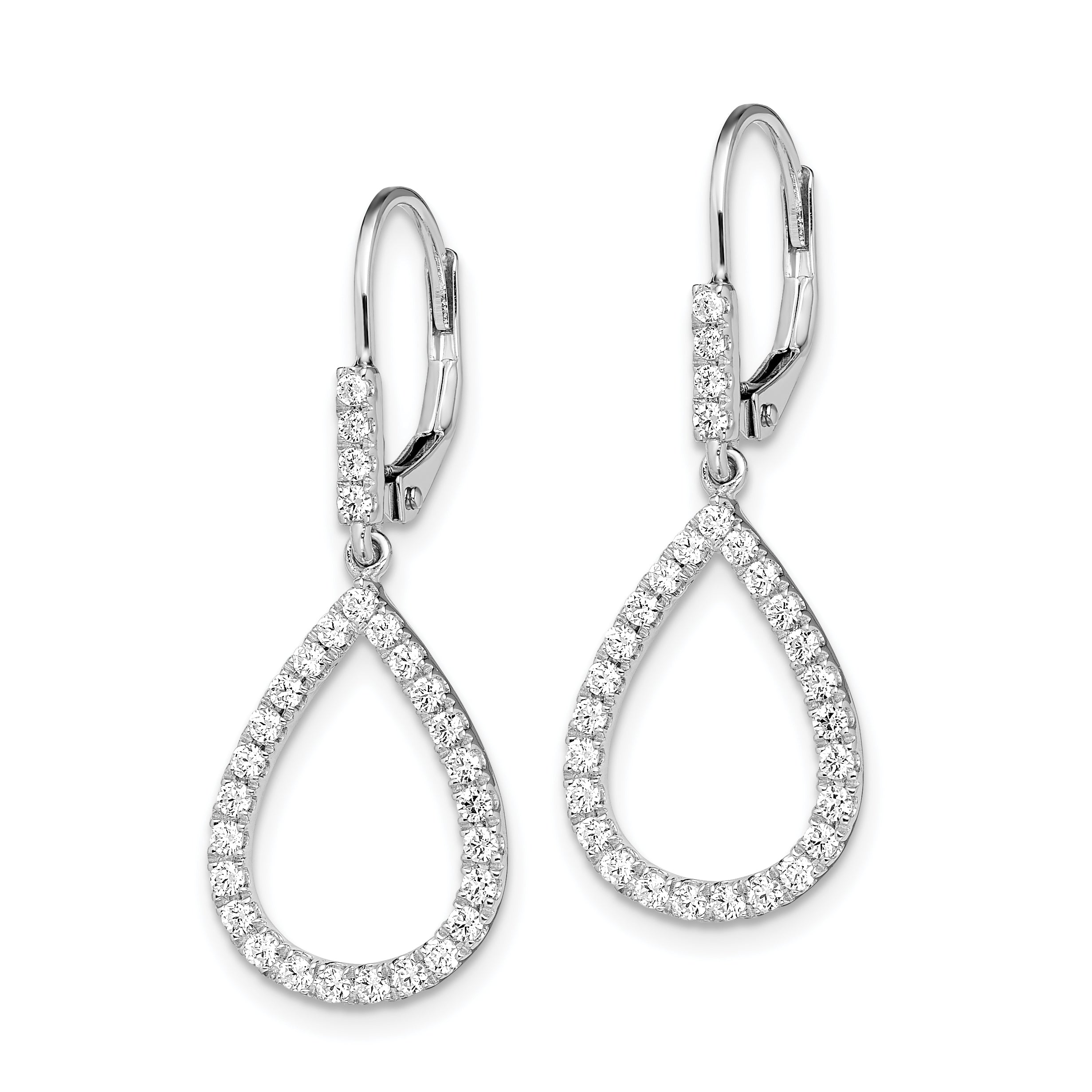 14K White Gold Lab Grown Diamond VS/SI+ G+ Teardrop Leverback Earrin Secondary image
