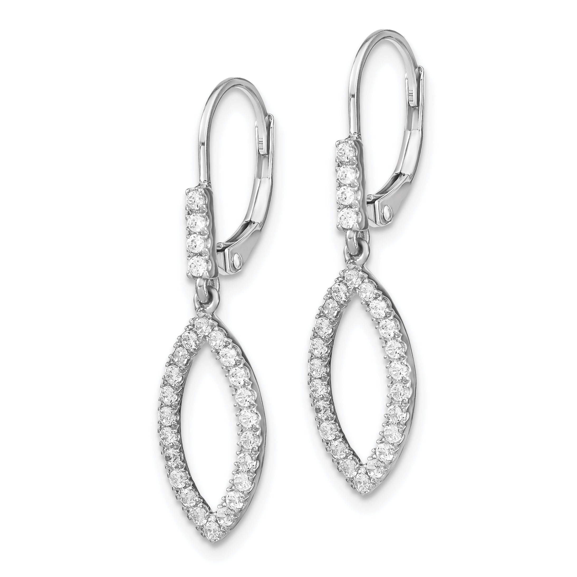 14k White Gold 1/2 carat Lab Grown Diamond VS/SI+ G+ Complete Fashion Dangle Leverback Earrings Secondary image