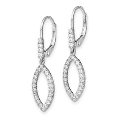 14k White Gold 1/2 carat Lab Grown Diamond VS/SI+ G+ Complete Fashion Dangle Leverback Earrings