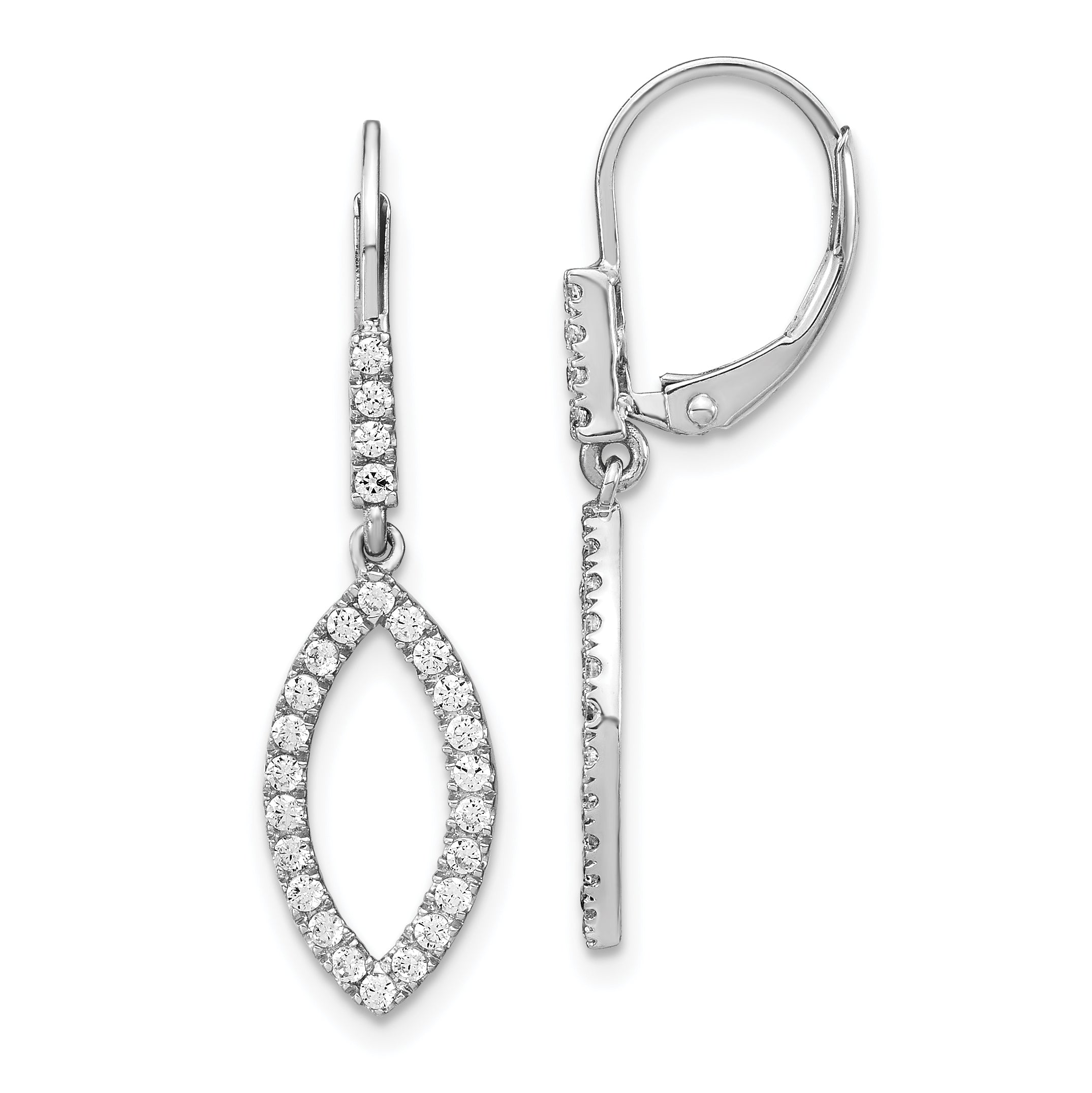 14k White Gold 1/2 carat Lab Grown Diamond VS/SI+ G+ Complete Fashion Dangle Leverback Earrings Main image