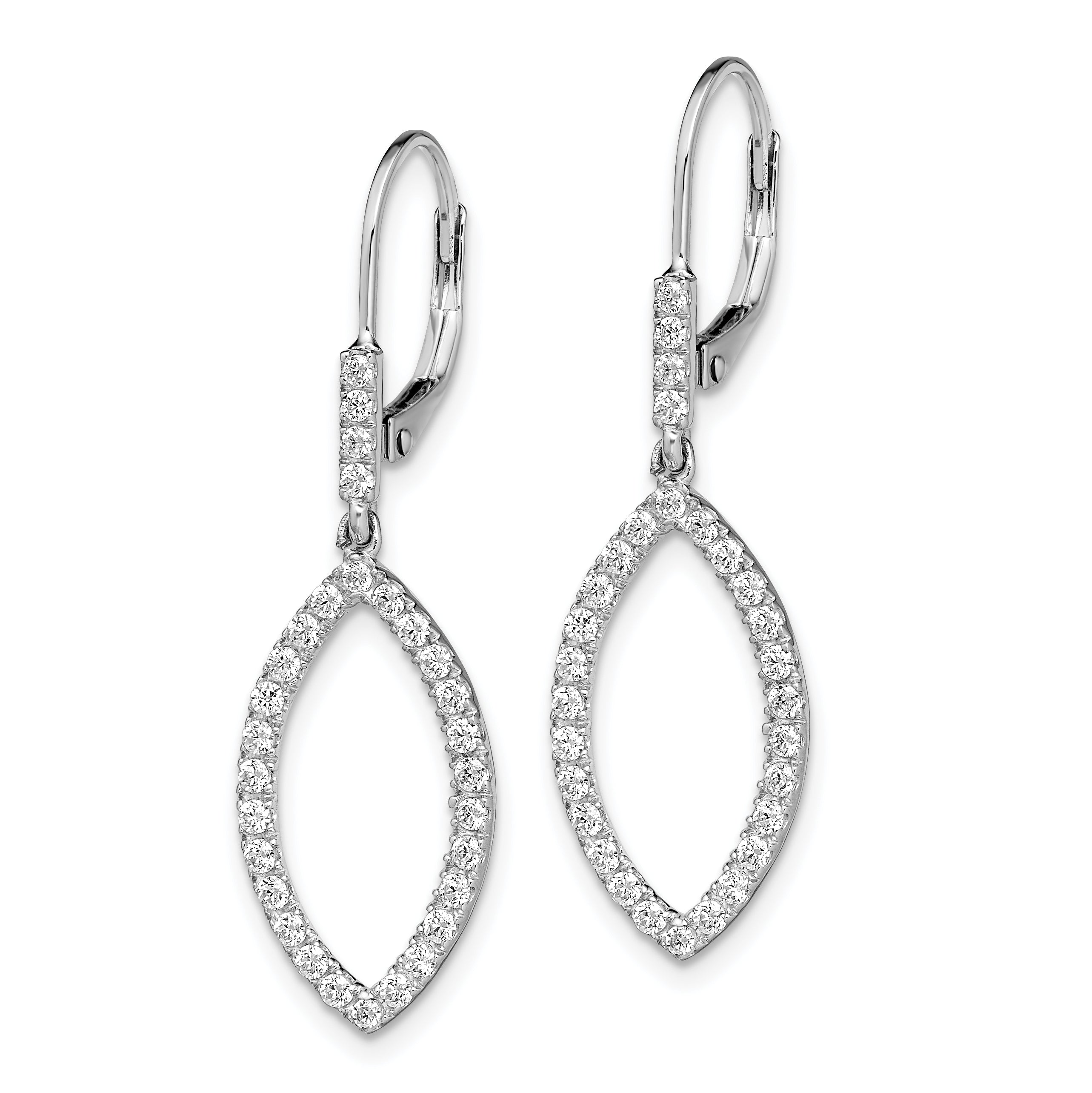 14k White Gold 3/4 carat Lab Grown Diamond VS/SI+ G+ Complete Fashion Dangle Leverback Earrings Secondary image