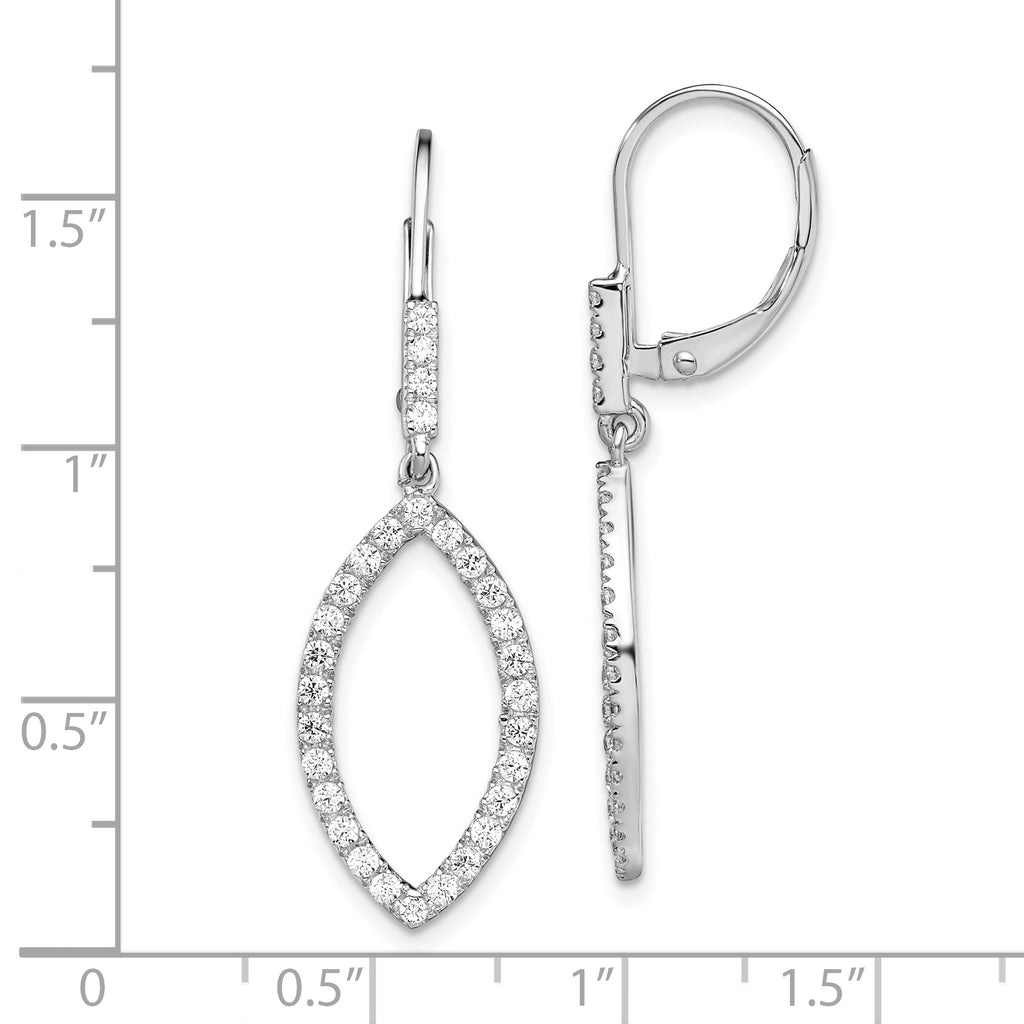 Lab-Grown Diamond Dangle Leverback Earrings in 14K White Gold (3/4 ct. tw.) - Sophia Jewelers