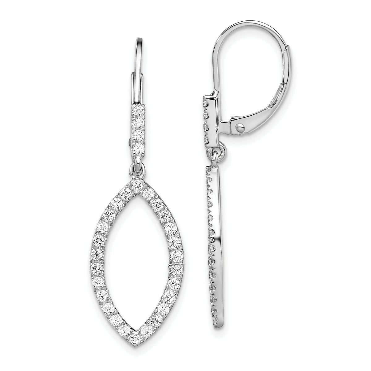Lab-Grown Diamond Dangle Leverback Earrings in 14K White Gold (3/4 ct. tw.) - Sophia Jewelers