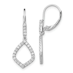 14k White Gold 1/2 carat Lab Grown Diamond VS/SI+ G+ Complete Fashion Dangle Leverback Earrings