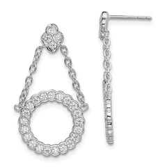 14K White Gold Lab Grown Diamond VS/SI+ G+ Circle Chain Drop Post Ea