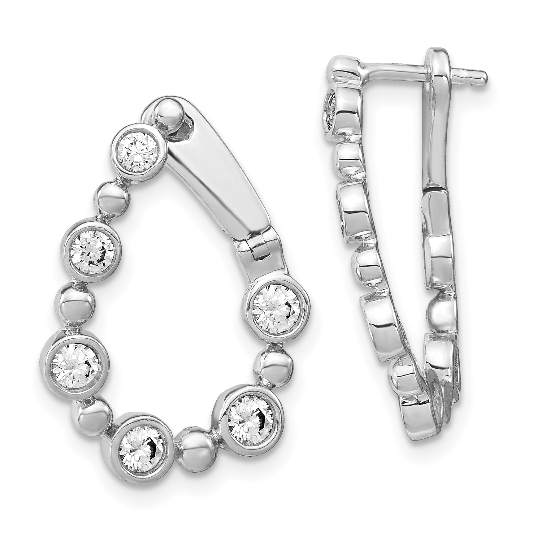 14k White Gold 1 carat Lab Grown Diamond VS/SI+ G+ Complete Hinged Hoop Earrings Main image