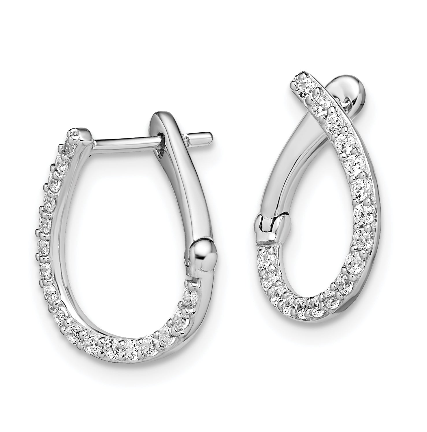 14k White Gold 1/3 carat Lab Grown Diamond VS/SI+ G+ Complete Hinged Hoop Earrings