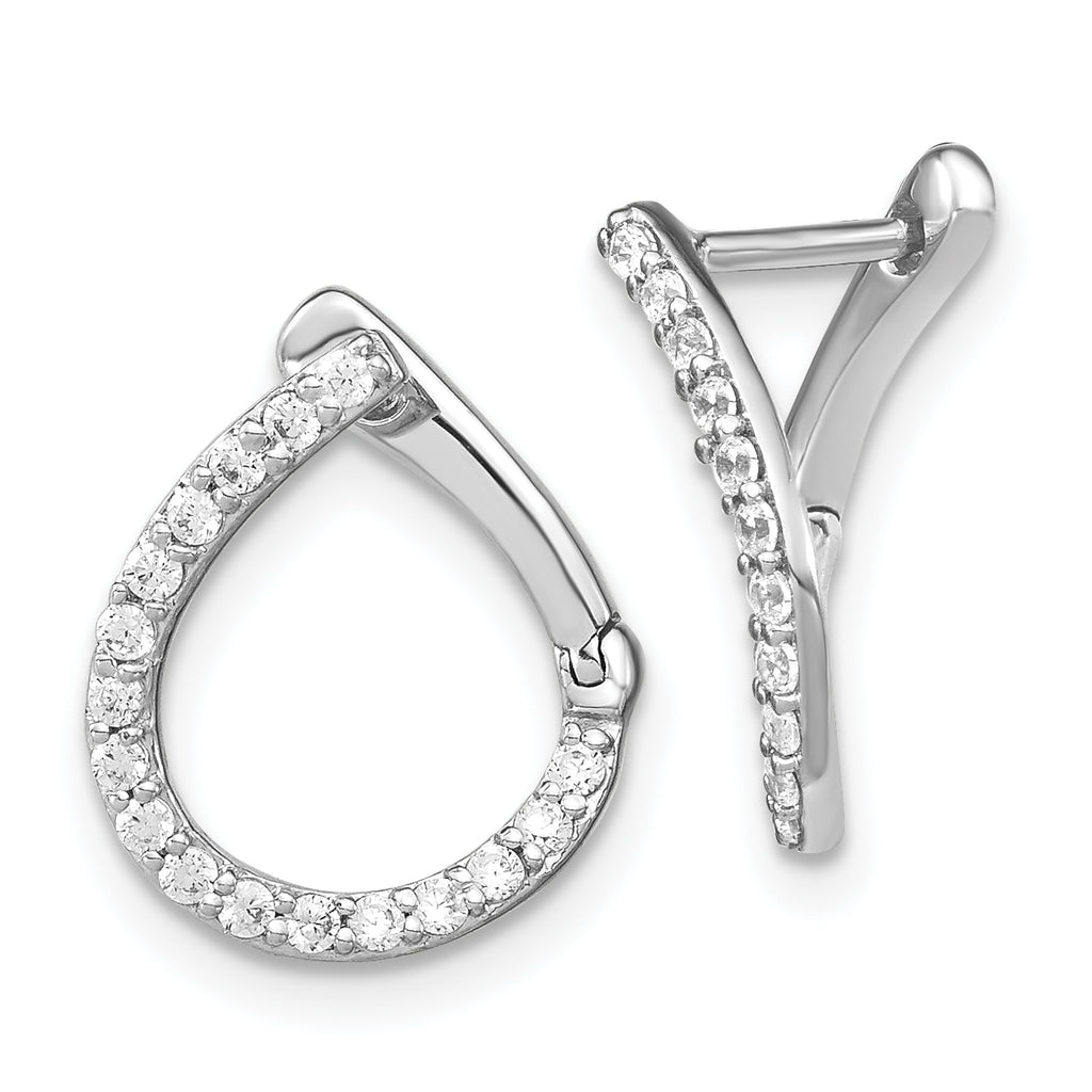 Lab-Grown Diamond Hoop Earrings in 14K White Gold, 12x15mm Hinged (1/3 ct. tw.) - Sophia Jewelers