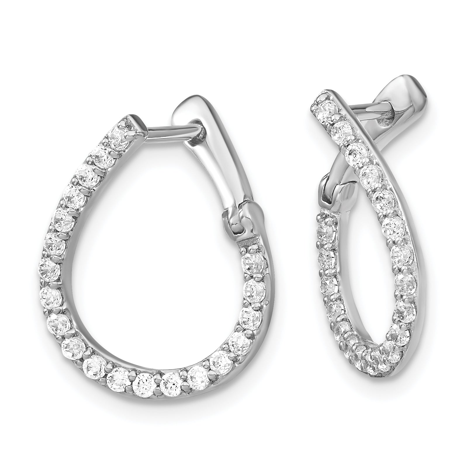 14k White Gold 5/8 carat Lab Grown Diamond VS/SI+ G+ Complete Hinged Hoop Earrings Secondary image