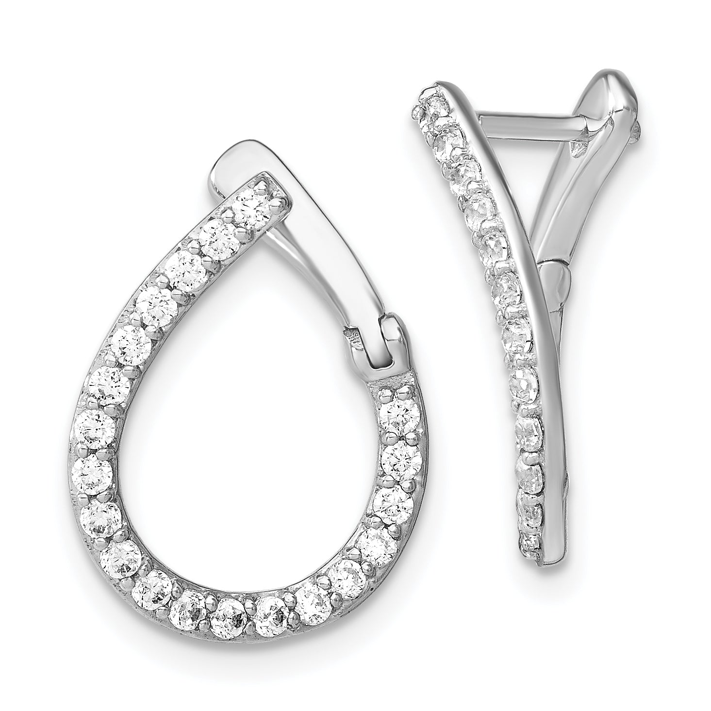 14k White Gold 5/8 carat Lab Grown Diamond VS/SI+ G+ Complete Hinged Hoop Earrings Main image