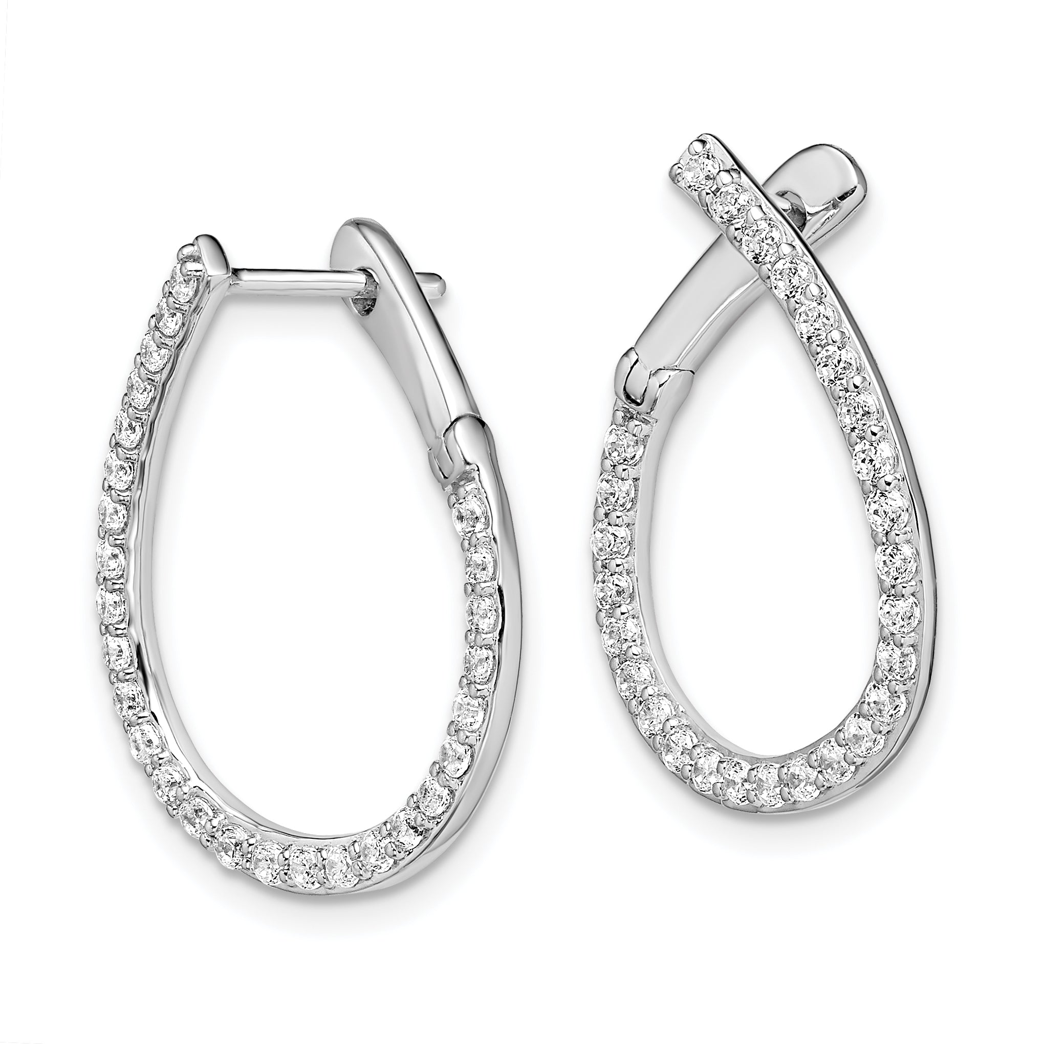 14k White Gold 3/4 carat Lab Grown Diamond VS/SI+ G+ Complete Hinged Hoop Earrings