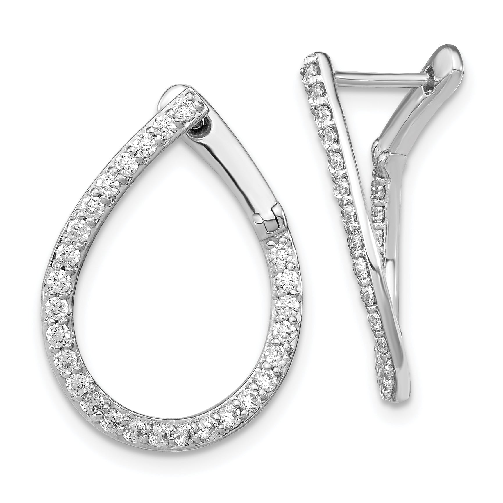 14k White Gold 3/4 carat Lab Grown Diamond VS/SI+ G+ Complete Hinged Hoop Earrings Main image