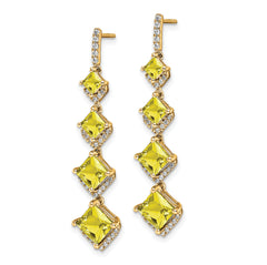14K Lab Grown Diamond VS/SI+ G+ Cr.Yellow Sapp Drop Post Earrin